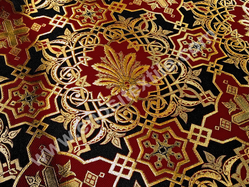 KL-021 BLACK/RED/GOLD Brocade Fabrics